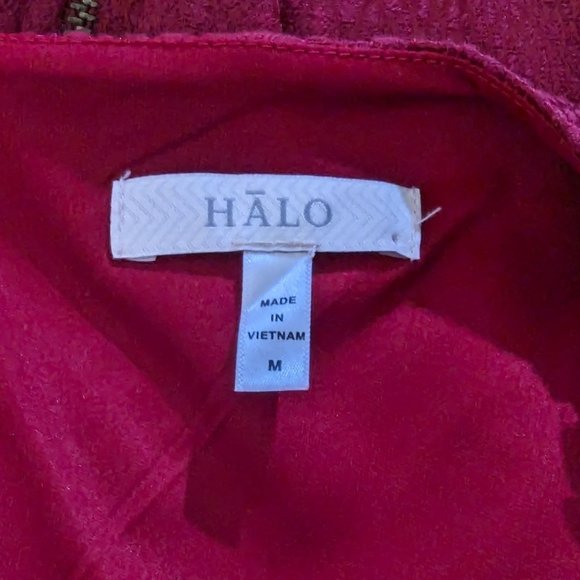 HALO short sleeve red snakeskin‎ beaded neckline sheath career Dress size M - Picture 10 of 11